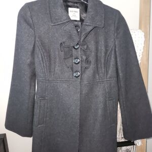 Old Navy Charcoal Pea Coat with Tailored Collar and Empire Waist